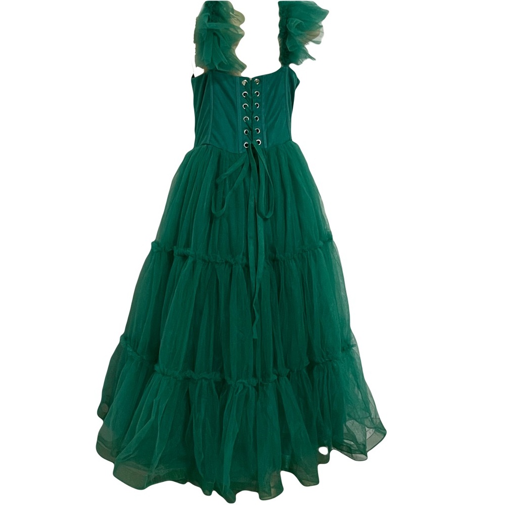 Ava Gowns tiered chiffon corset party dress bridesmaid prom homecoming green L - Picture 5 of 11